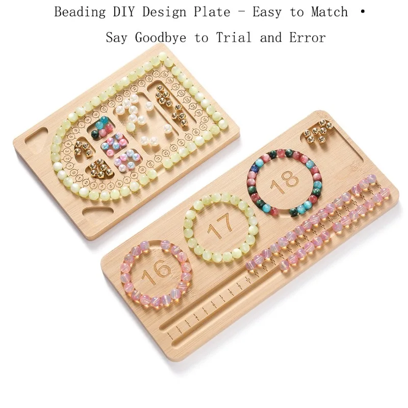 Wooden Flocked Beading Tray DIY Bracelet Necklace Jewelry Making Findings Beading Organizer Gray Bead Board Measuring Tools