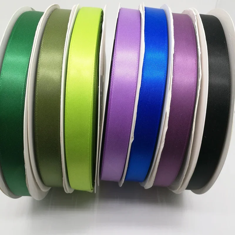 (100Yards) Wholesale 6/9/13/16/25/38/50mm Double Sided Satin Ribbon 100% Polyester Solid Satin Ribbon Tapes 42 Colors 790279