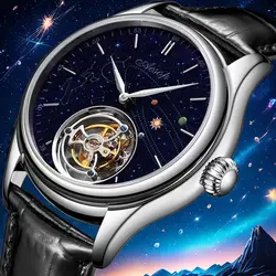 AESOP latający mechanizm tourbillon zegarek mechaniczny dla mężczyzny luksusowa moda szkielet wodoodporne zegarki na rękę szafirowe lustro 2023 A