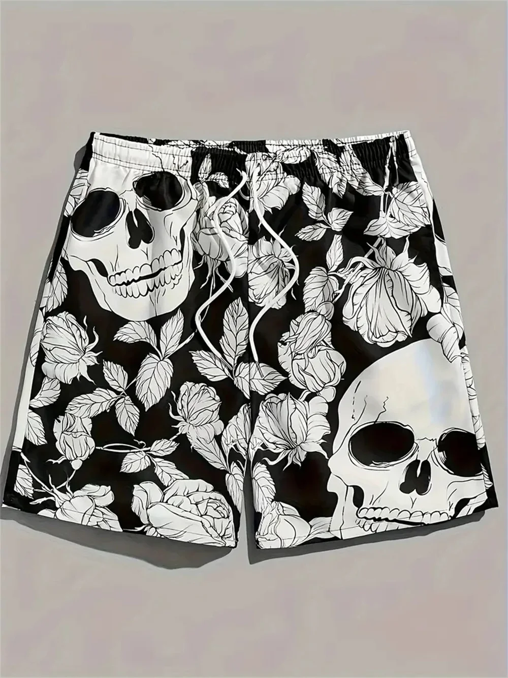 New Men's Shorts Red Skull Print Pattern Short Personalized Fashion Summer Street Basketball Sports Shorts Quick-drying S-2XL