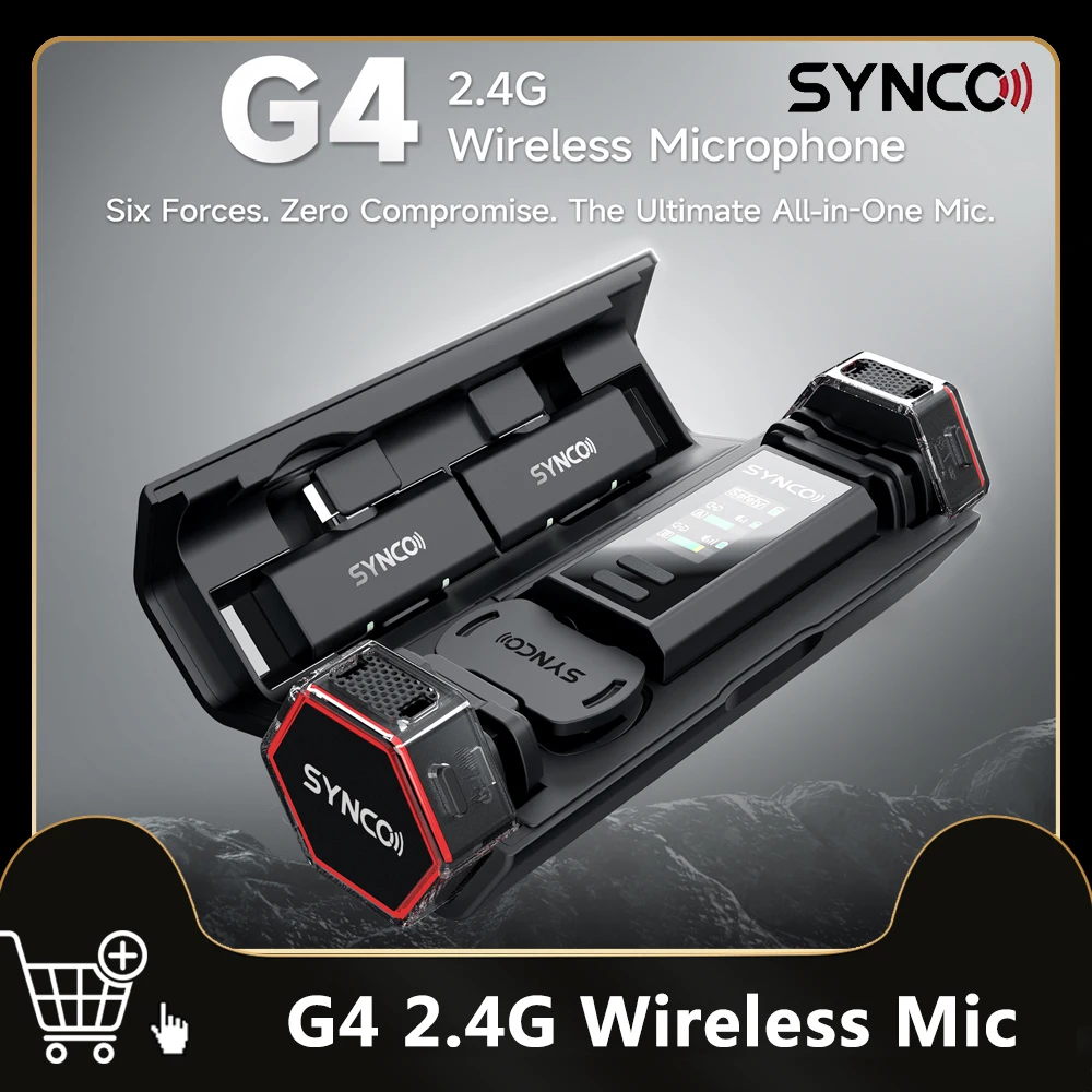 

SYNCO G4 2.4G Wireless Microphone 200m Transmission Noise Cancellation Mic for Phone Camera For Interview Live Streaming