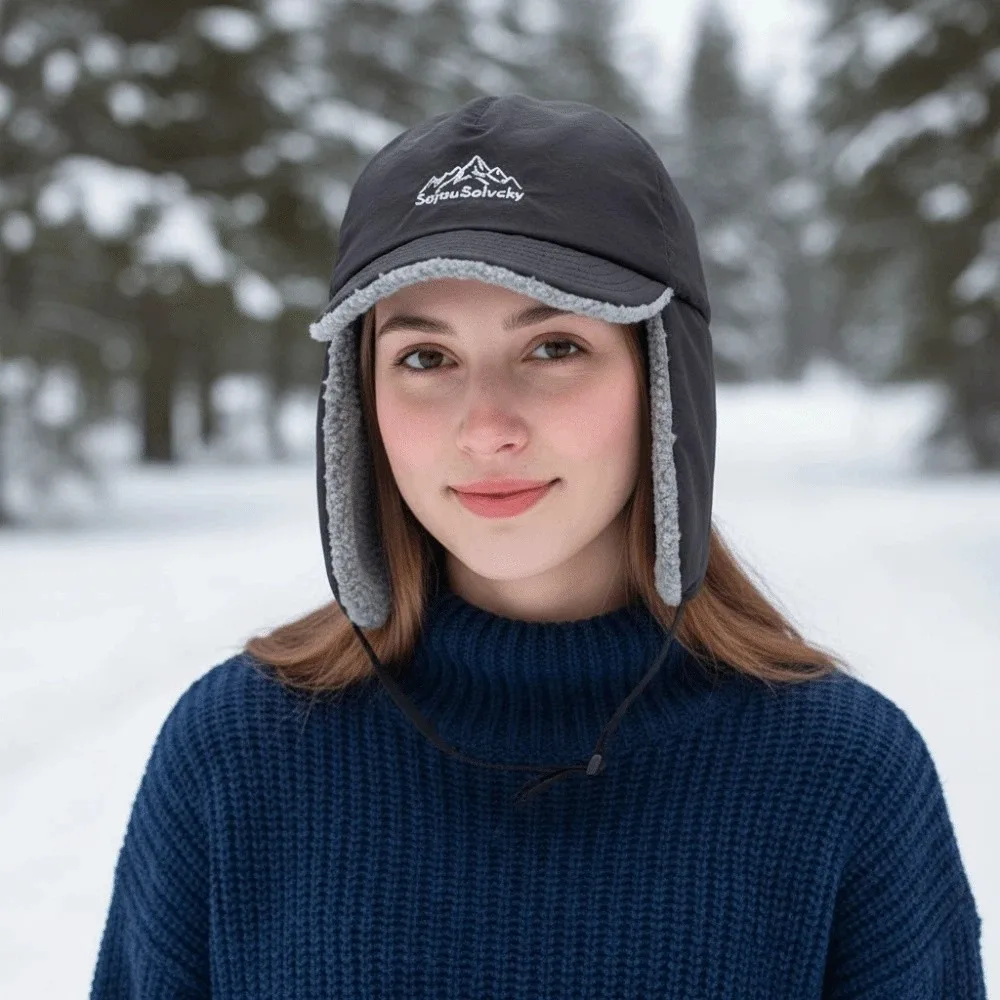 Retro Japanese Style Ear Protection Cap Lightweight Thickened Earflaps Visor Hat Soft Multi-functional Windproof Pilot Cap Men