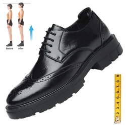 Men Brogue Height Increased Dress Shoes Gentleman Suit Elevator Shoes Oxford Invisible Heel 4/7/9CM Platform Wedding Man Shoes