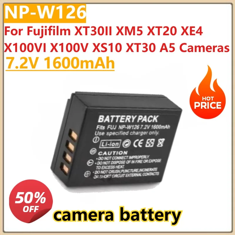 

NP-W126 NP W126 Battery 7.2V 1600mAh with Charging for Fujifilm XT30II XM5 XT20 XE4 X100V XS10 X100VI XT30 A5 Cameras