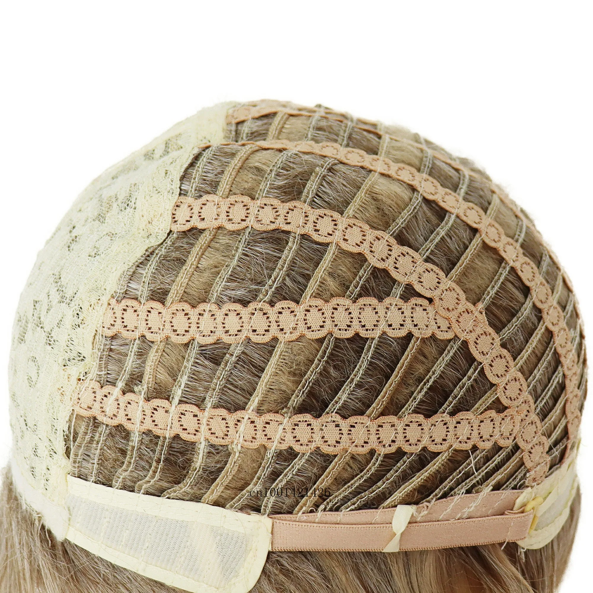 Syntetyczne peruki do włosów dla kobiet Ombre Blond Peruka z grzywką Krótkie fryzury Bob Naturalne fryzury Bobo Peruka dla mamy Kostium starej damy