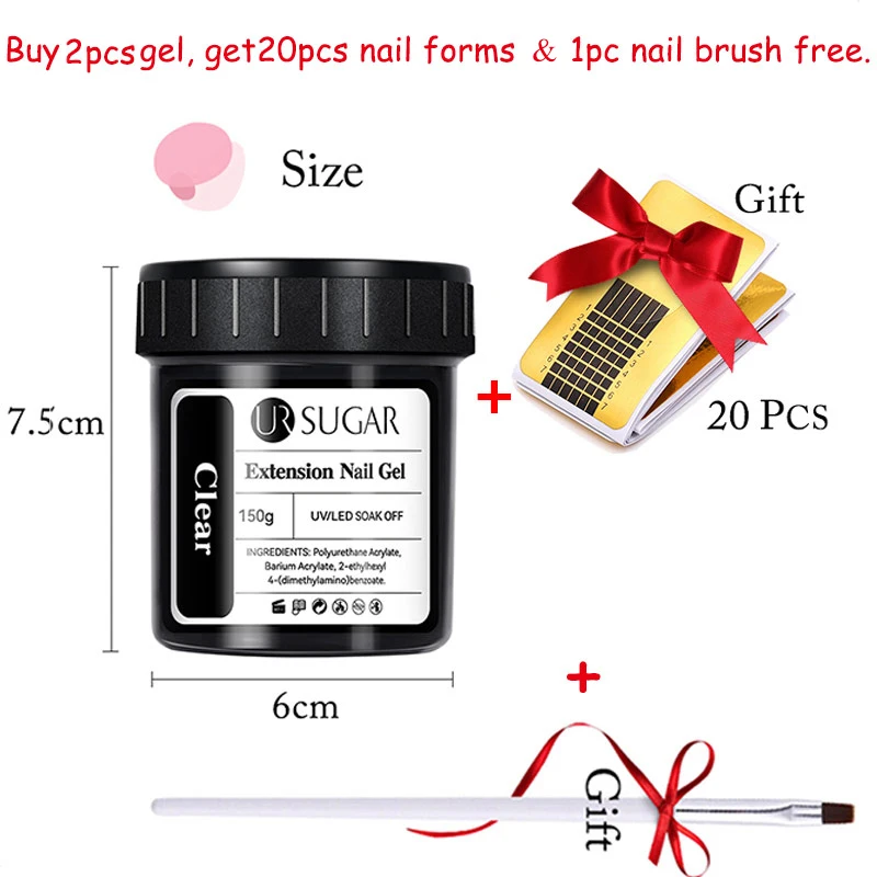 Ur açúcar 4 pçs 150g conjunto de gel de extensão de unhas branco leitoso construtor de construção gel auto nivelamento reforço géis de unhas camuflagem