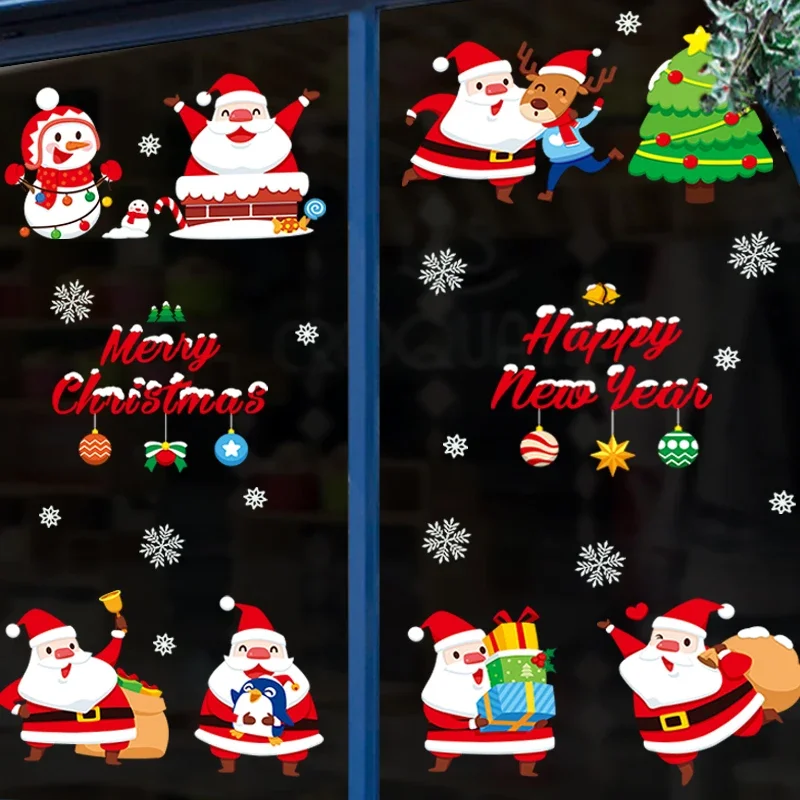 Santa stickers decoration small pattern stickers Christmas scene layout shop windows paste glass door stickers