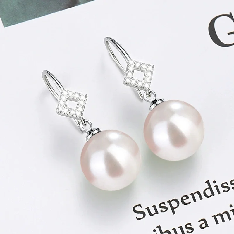 

Design For Korean White 12MM Pearl 18K Gold 925 Sterling Silver Stud Earrings for Women Jewelry Gift
