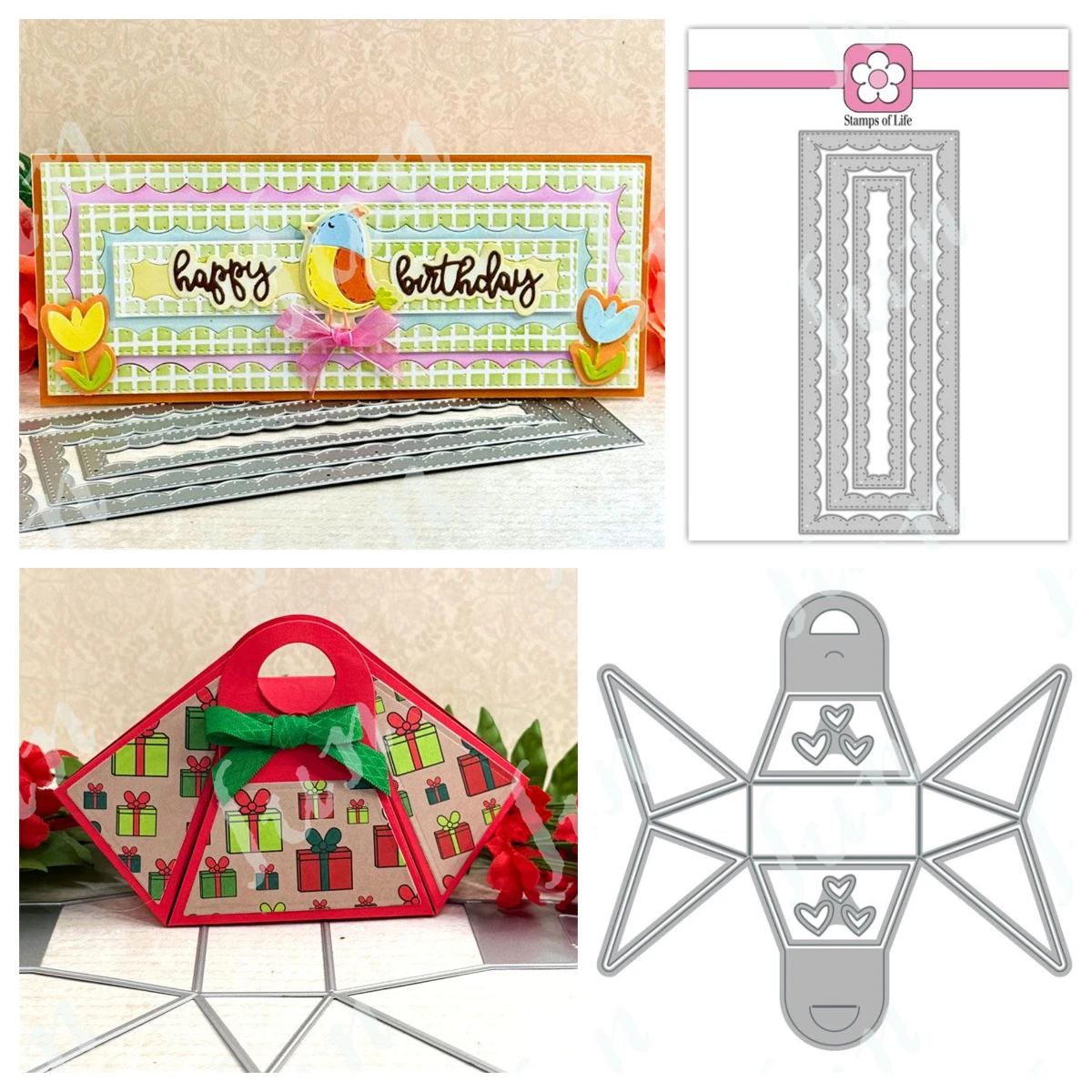 

Purse Treat Box Die Cutting Dies Slimline Rectangles Layered Dies DIY Scrapbooking Album Decorative Embossing Paper Card Crafts