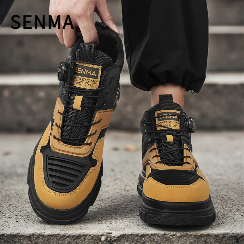 

SENMA Мужские ботинки Зимняя мужская обувь Повседневная ковбойская мотоциклетная обувь «Челси» до щиколотки Рабочая кожаная уличная дизайнерская походная/прогулочная обувь