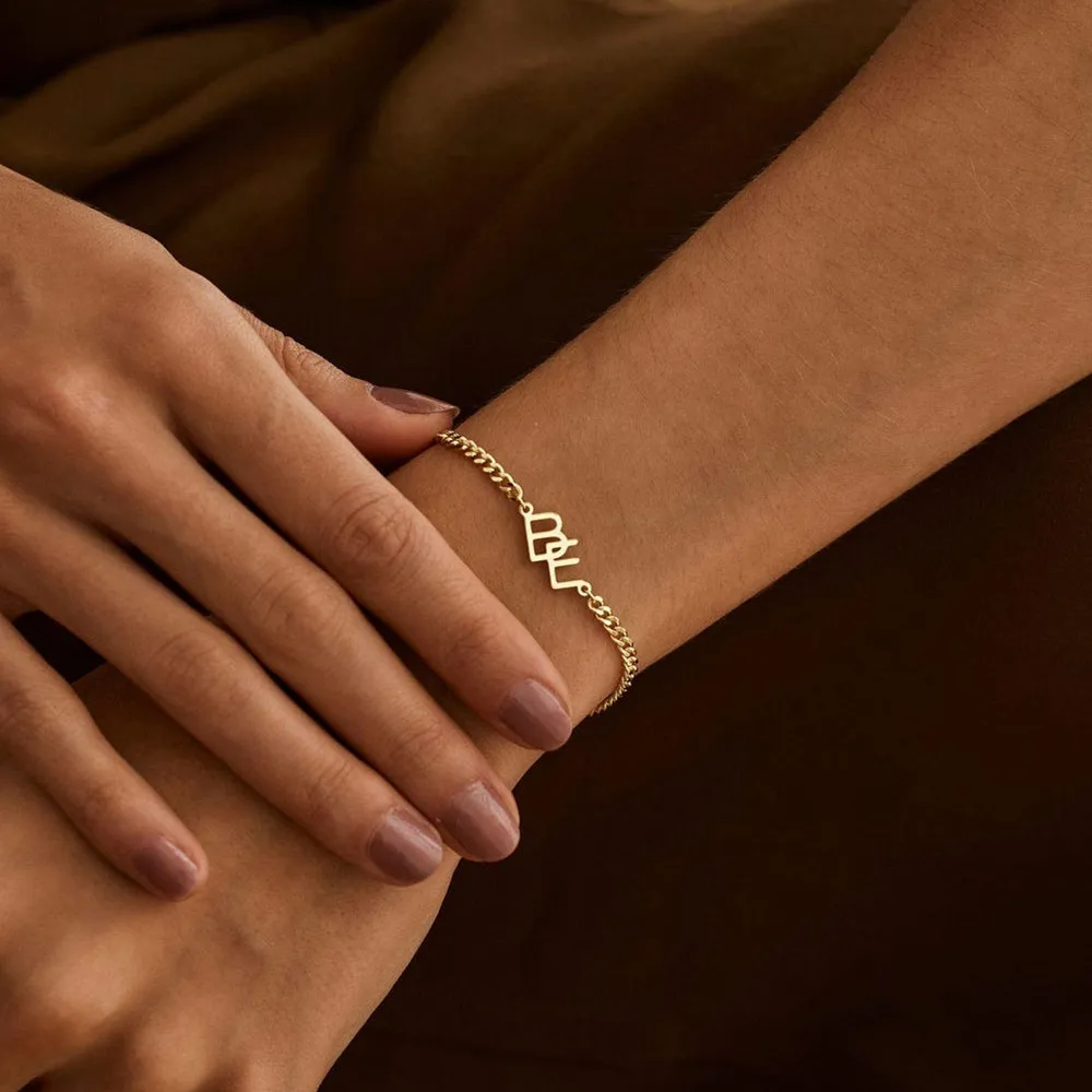 

Браслет с именем на заказ, персонализированная цепочка НК из нержавеющей стали, индивидуальные инициалы, браслеты для женщин и мужчин, рождественский подарок