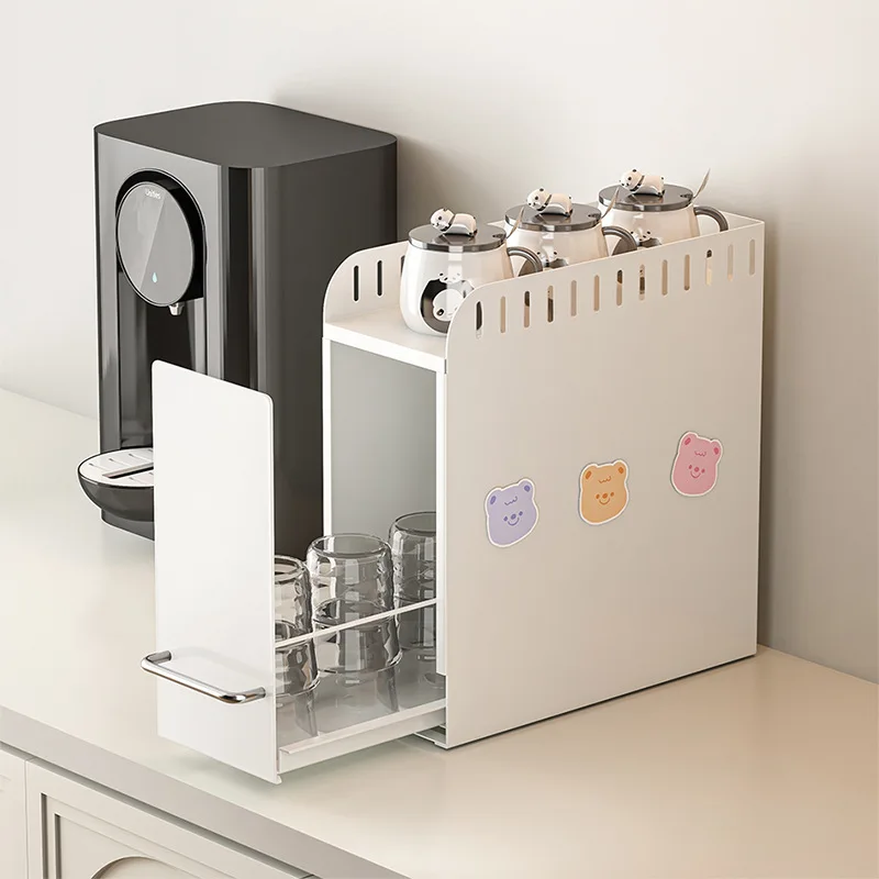 

Suitable for Kitchen Pumpable Water Cup Storage Box Dust-proof Countertop Narrow Seasoning Bottle Can Storage Rack Thermos Cup T