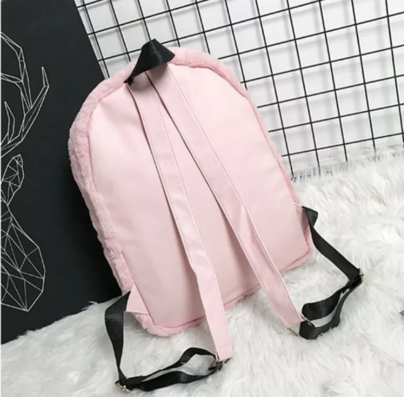 Cute Love Pendant Backpack Personalized Embroidered Name Plush Backpack Student School Bag Customized Gift Backpack