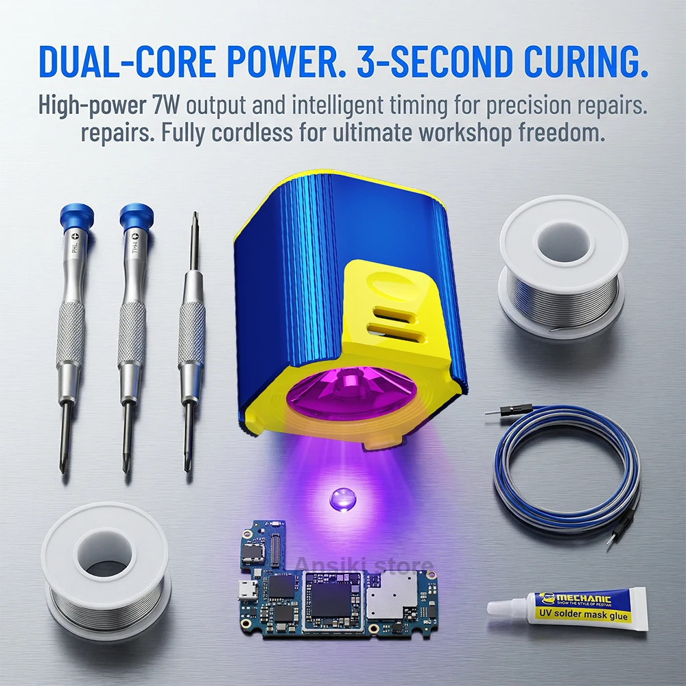 MECHANIC L1 Pro UV Curing Lamp Dual-core Portable UV Light with Built-in 400mAh Battery for UV Glue/Resin/Green Ink Curing tool view 5