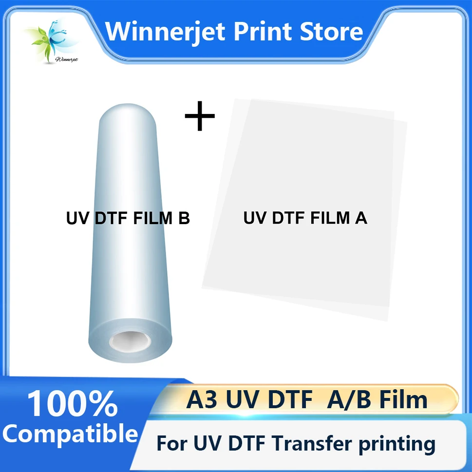 

30CM*50m/A3*100pcs UV DTF A/B film UV DTF film for UV DTF Cup Wrap Transfers Transfer Printing Mugs Label Sticker Wood Glass