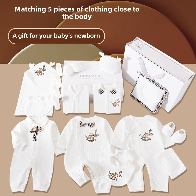 Luxury Clothes Set for 0-6-months Baby Boys and Baby Girls Underwear White Romper High Quality Cotton Set Hospital Newborn Items