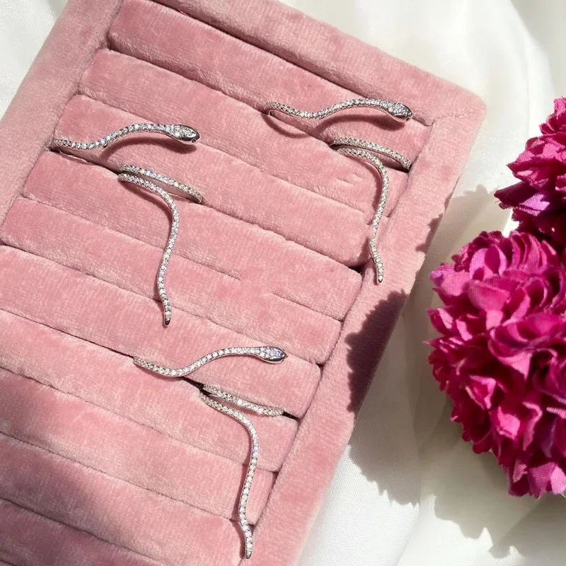 여성용 조정 가능한 뱀 모양 반지, 빈티지 유행 오픈 미들 핑거 링, 유럽과 미국 INS 스타일 링