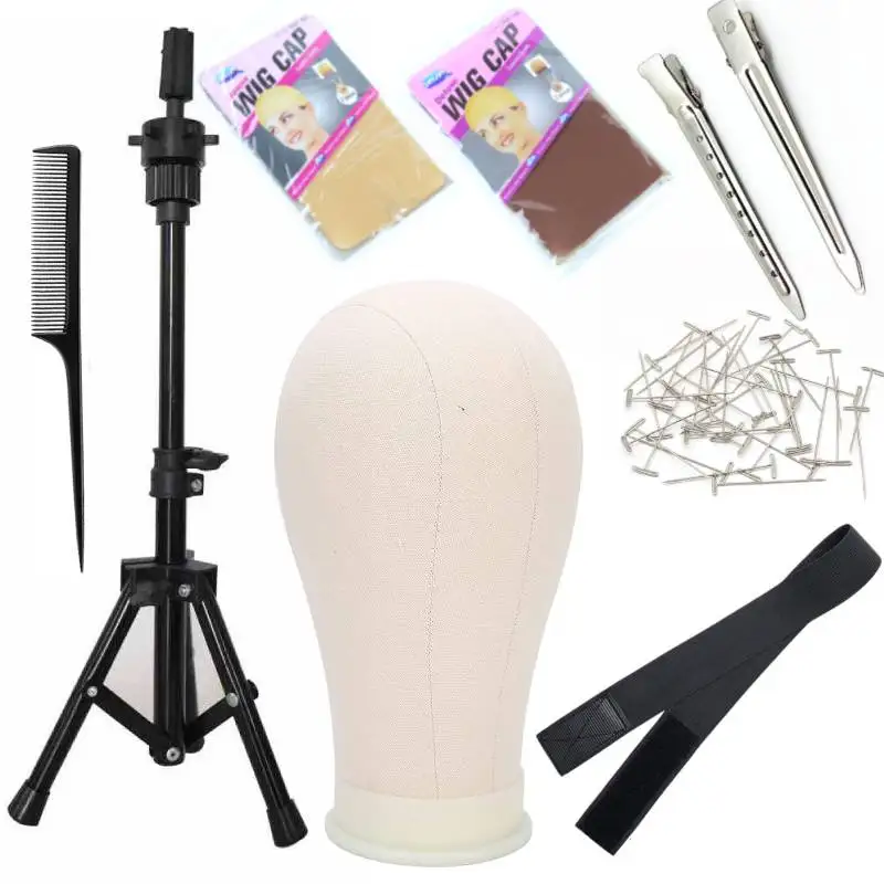 

Manikin Canvas Wig Head Wig Tripod Stand Mannequin Head for Wigs Making Display with Pins Wig Stand With Head Wig Supports Holde