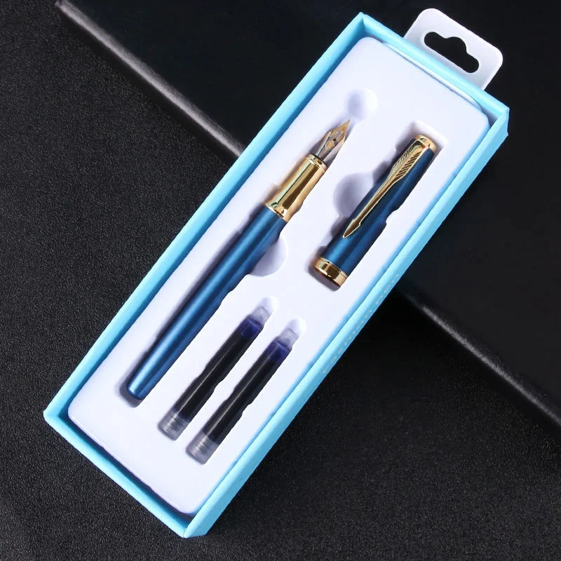 Pen business with gift box 0.5m bright tip rotating ink for beginners and students to send two ink sacs school supplies