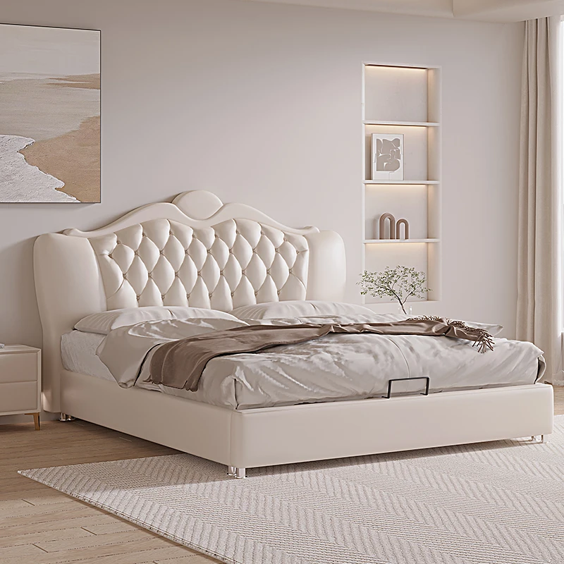 Crème Wind Frans Bed Licht Luxe Scandinavische Bruiloft Volwassen Designer Bed Romantisch Hoge Kwaliteit Esthetiek Muebles Salonmeubilair