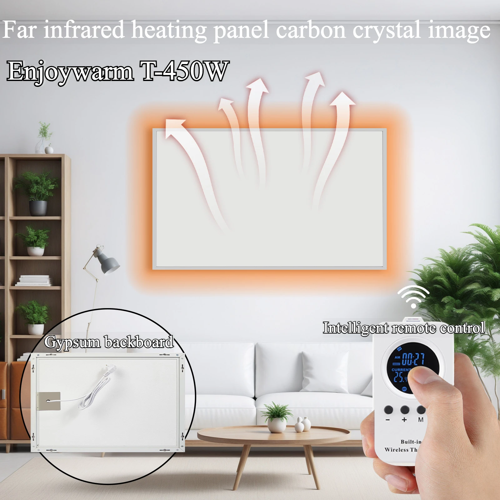 Enjoywarm T-450W Far Infrared Heating Panel Carbon Crystal Image Warm Heater Eco Electric Energy Saving Ceiling mounted Heater