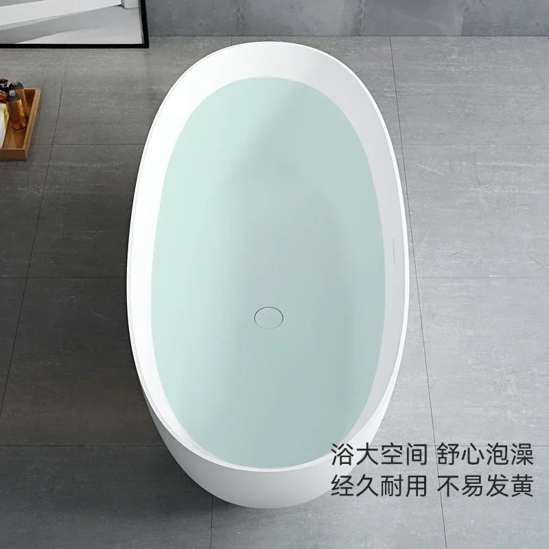 Free-standing artificial stone bathtub household small apartment hotel B & B double couple oval