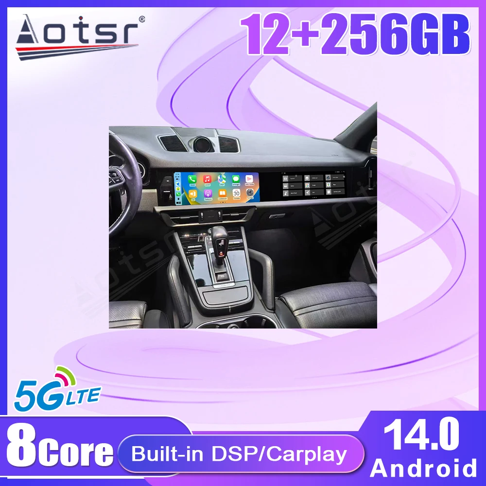 Dual 12.3 inch Touch Co-pilot Screen For Porsche Cayenne 2018-2023 Upgrade 2025 Android 14 Car Radio Multimedia Player Navi