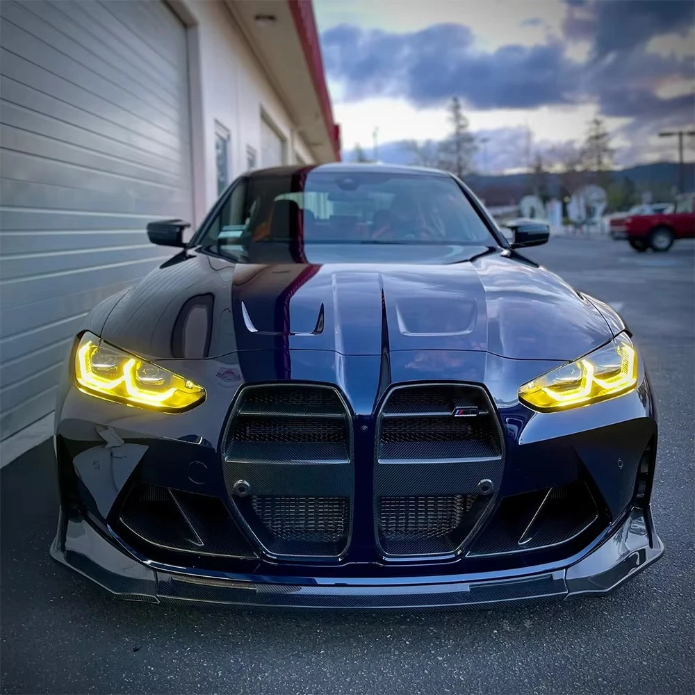 XTREME Dry Carbon Fiber Front Bumper Spoiler Chin Spoiler Under Spoiler Lower Lip Front Bumper Lip for BMW M3 M4 G80 G82 V Style