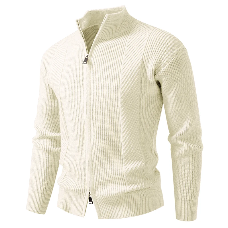 

2025 Autumn Winter Men's Knit Sweatercoat Fashion Stand Collar Zipper Smart Casual Knitted Cardigan Men Slim Warm Sweater Jacket