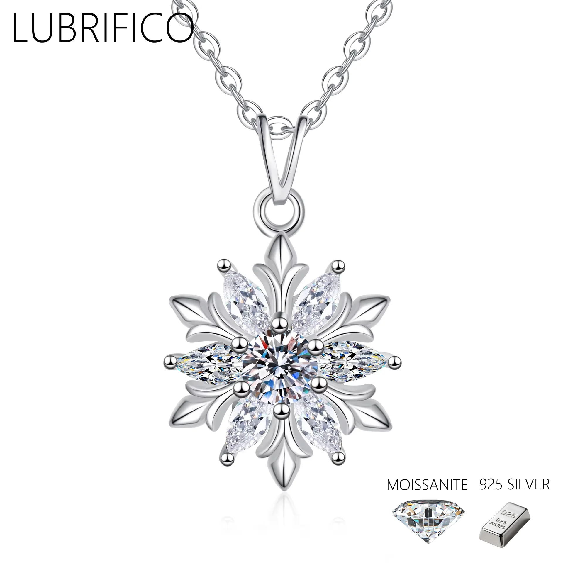 

4MM D Color Moissanite Snowflake Shape Necklace 925 Sterling Silver Lab Diamond Pendant Women Gifts Wedding Fine Jewelry