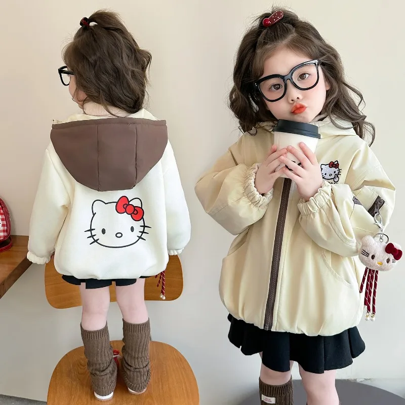 

Kawaii Hello Kitty Sanrio Children Cute Cartoon Comfortable Warm Jacket Windproof Clothes Sportswear Christmas Gifts for Kids