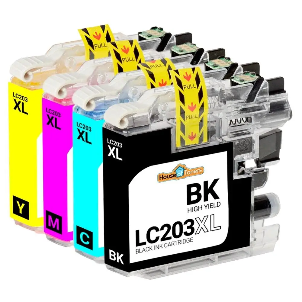 (4) LC203BK LC203C LC203M LC203Y XL Compatible Brother Ink Cartridge Set