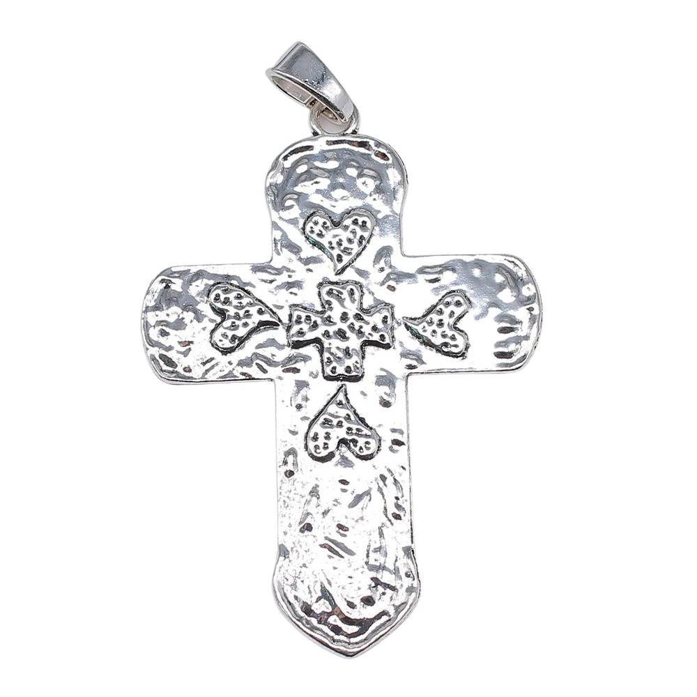 WYSIWYG 1pcs 94x65mm Antique Silver Color Tone Big Cross Charm Pendants Large Cross Charm Big Cross Charm