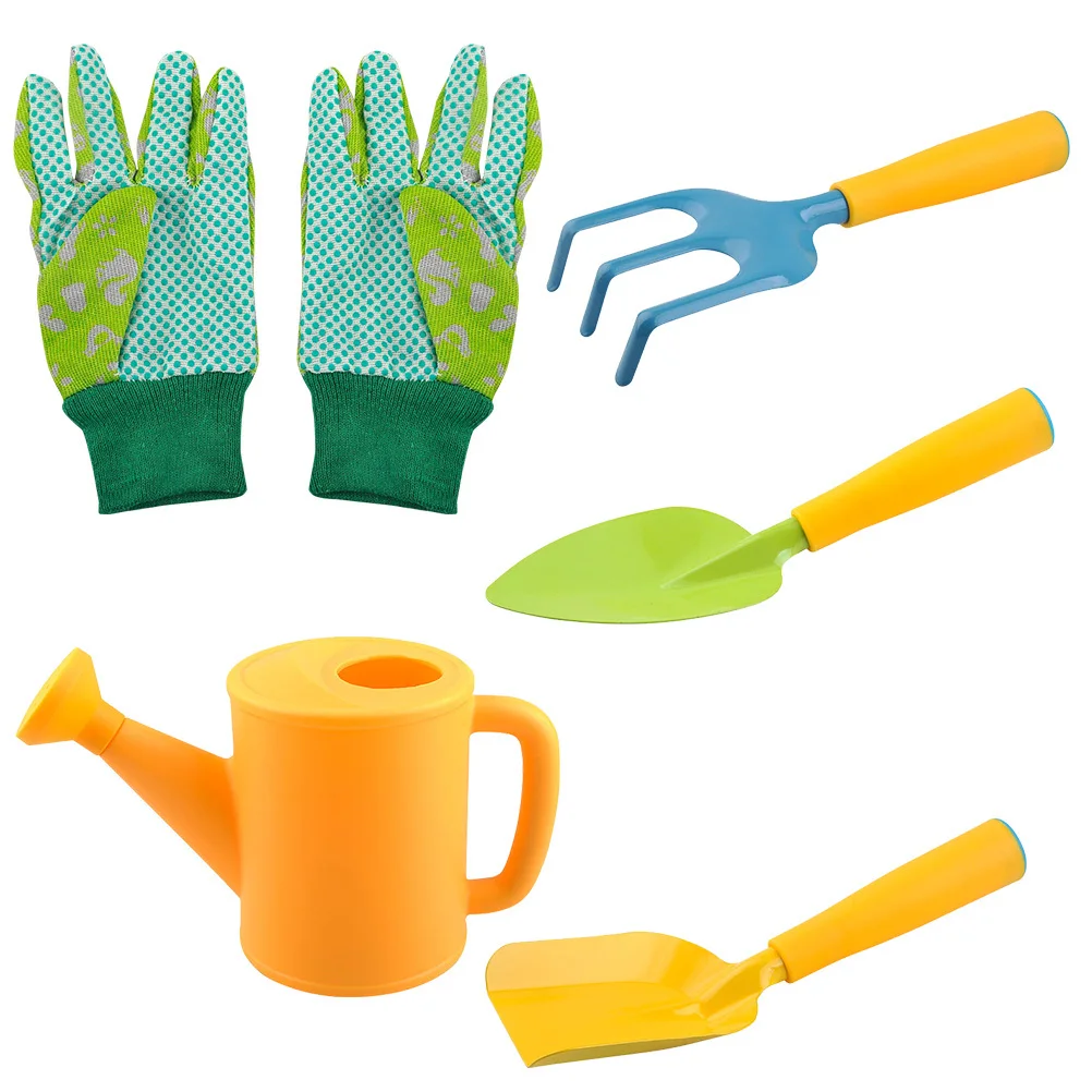 1Set Kids Garden Tools Set Child-Sized Planting Shovels and Rake Safe Blunt Edges Lightweight Design for Sand Beach Or Yard