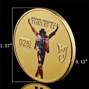 Moeda Comemorativa Banhada a Ouro, Michael Jackson, O Rei do Pop, Moedas Colecionáveis, Presente de Aniversário 8 principais vendas moedas antigas reis - №6