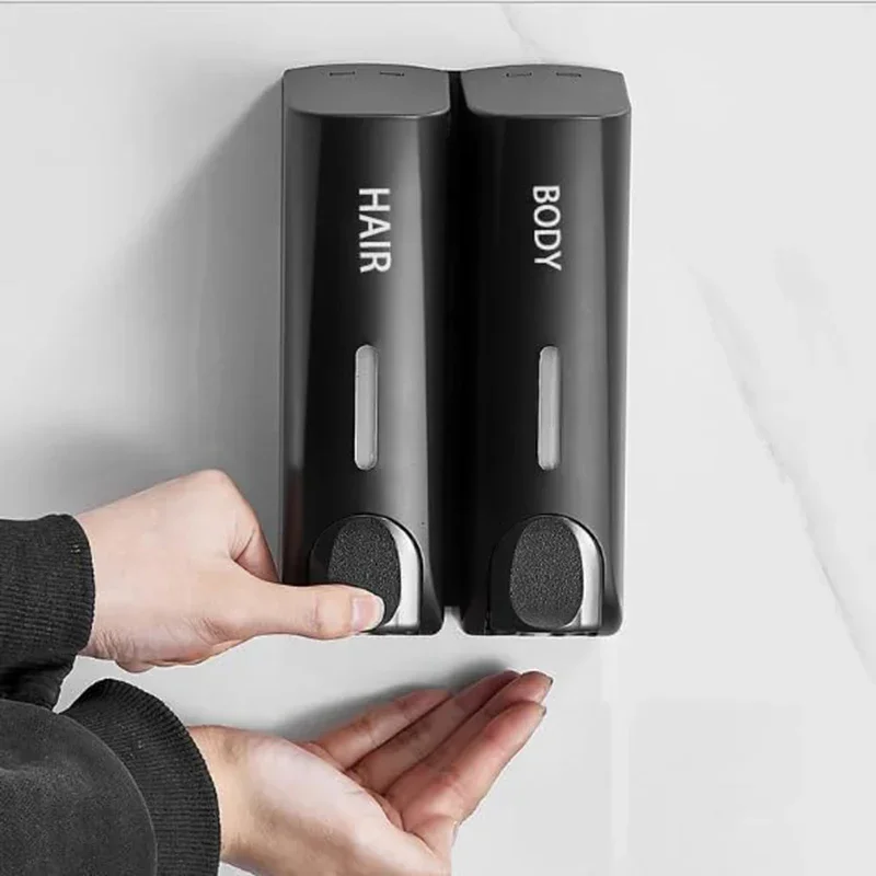 

350ml Chamber Shower Dispenser Wall Mounted Shampoo and Conditioner Dispenser, No Drill Shampoo Dispenser for Bathroom Hotel