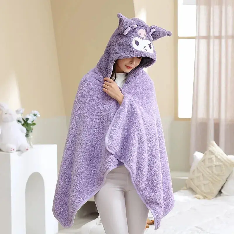 

Sanrios Student Cloak Kuromi Cute Cloak Home Dormitory Blanket Casual Comfort Simple Creative Hot Selling Soft High End Gifts
