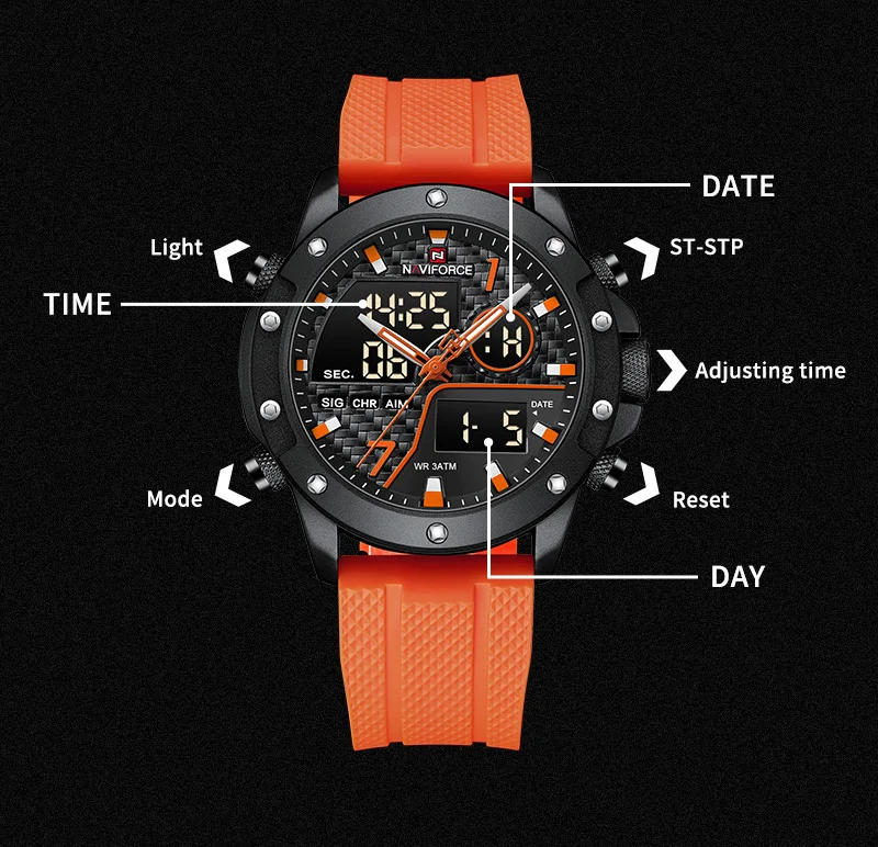 2023 NAVIFORCE Original Fashion Men\'s Watches Quartz Digital Analog Sport Military Waterproof Clock Watch for Men Reloj Hombre