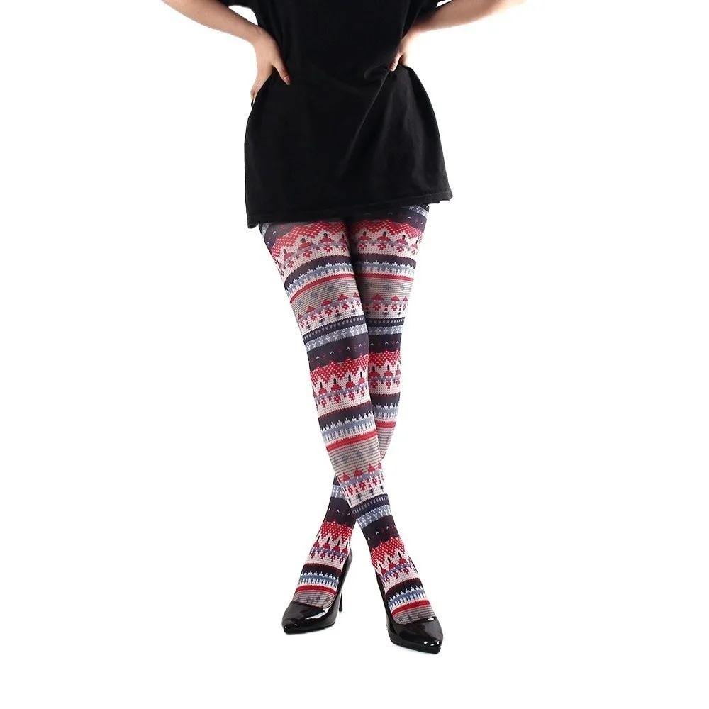 

New Classic Tartan Women's Pantyhose Semi-Opaque Red Purple Blue Printed Tights Scottish Check Pattern Female Stockings