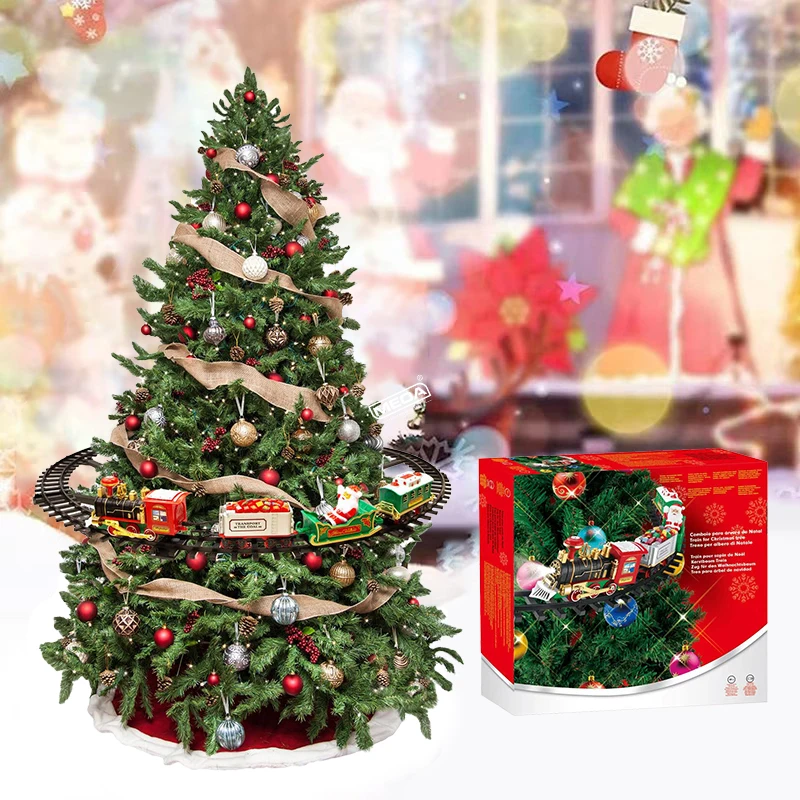 

Christmas Decoration Railway Train with Sound/Light/Santa Claus Classic Hanging Track Electric Train Toys for Christmas Tree ﻿