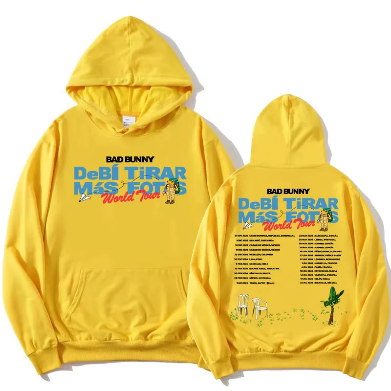 Bad Bunny Debí Tirar Más Fotos World Tour Hoodies Long Sleeve Hooded Sweatshirts Album 2025 NEW Pullovers Graphic Print Hoodie