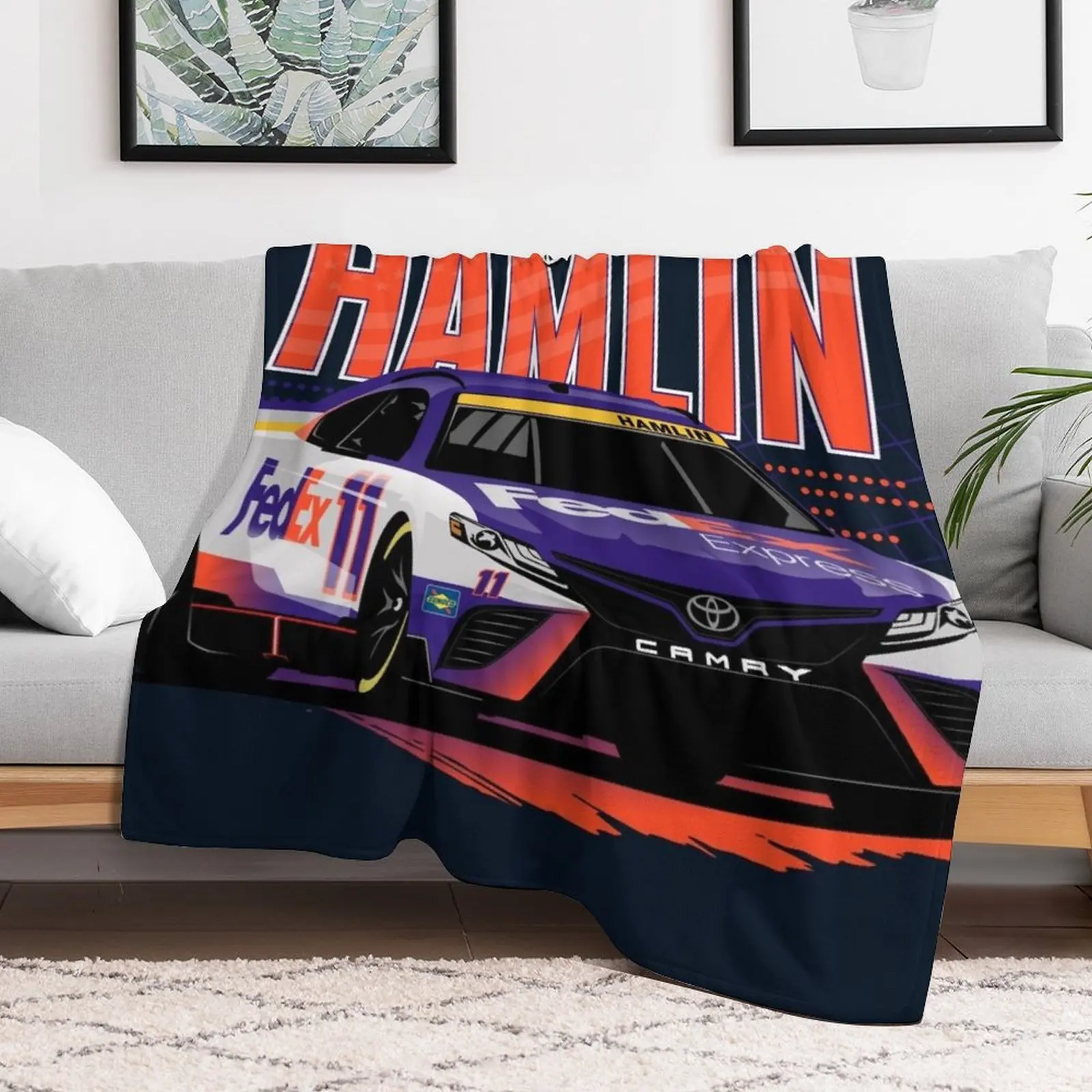 Denny Hamlin 2022 Nascar Playoffs Throw Blanket Luxury Designer Hairys Soft Big Travel Blankets