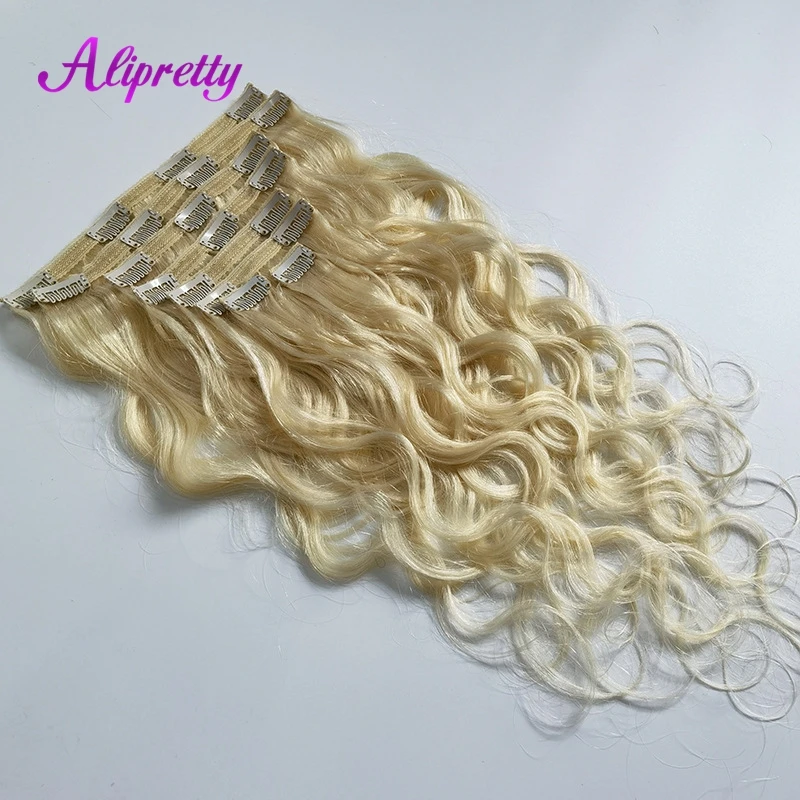 Alipretty 613 Color Human Hair Clip In Extensions Body Wave Blonde Hair For Black Women Natural Wavy Brazilian Hair Weaving