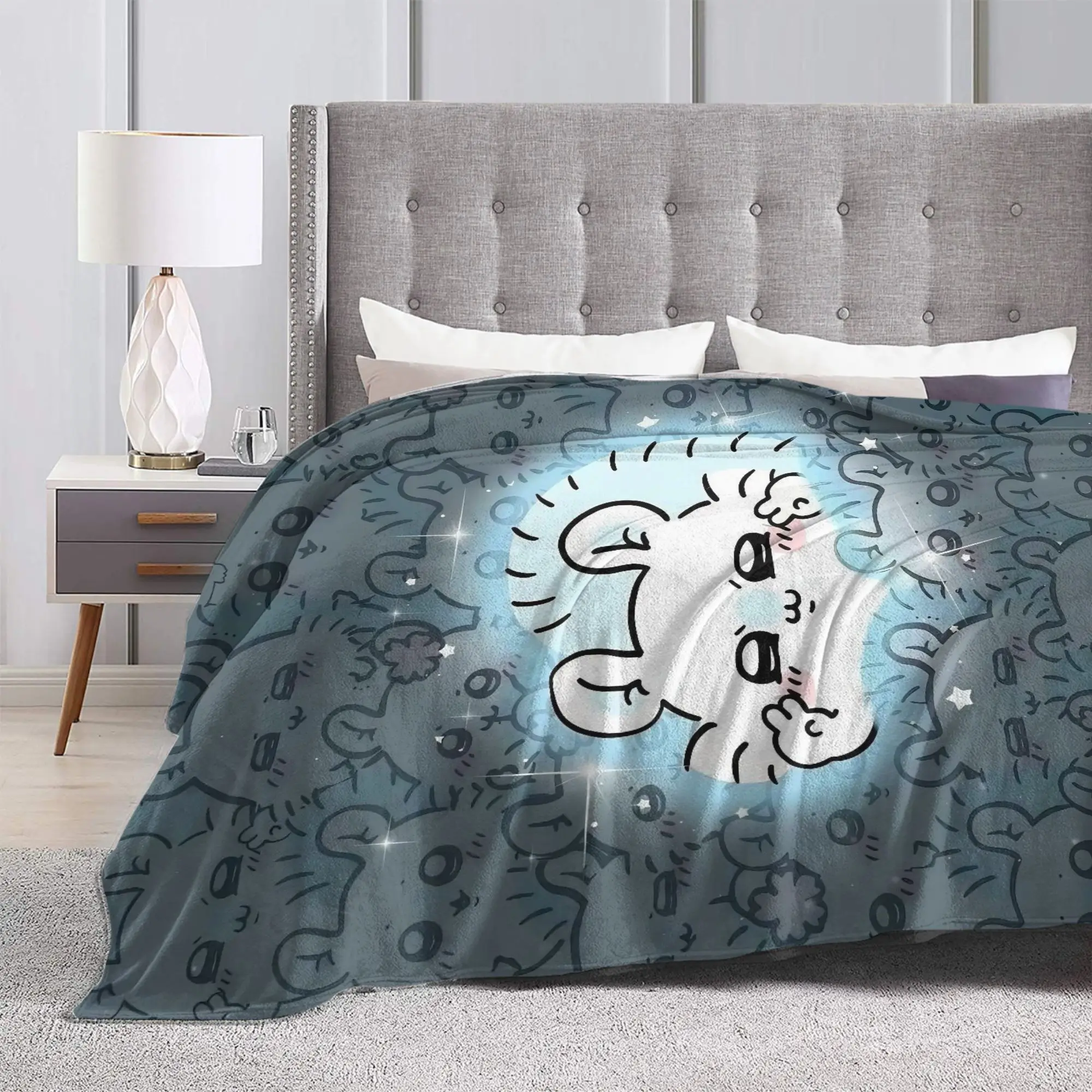 Chiikawas Kawaii Cute Bunny Usagi Blankets Flannel Spring/Autumn  Breathable Lightweight Thin Throw Blanket for Home Car Quilt