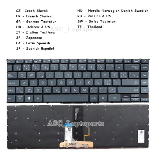 Teclado retroiluminado para ASUS ZenBook 13 UX325 UX325J UX325JA UX325EA UX325E UX325EA, CZ FR GR HB IT LA SP RU ND SW TI JP, nuevo