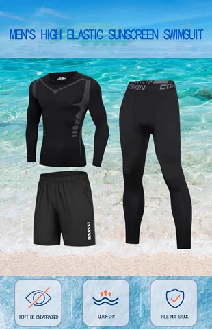 남성 수영복 전신 자외선 차단 긴 소매 반팔 바지 소년 수영 반바지 긴 바지 수영 탑 서핑 스노클링 beac