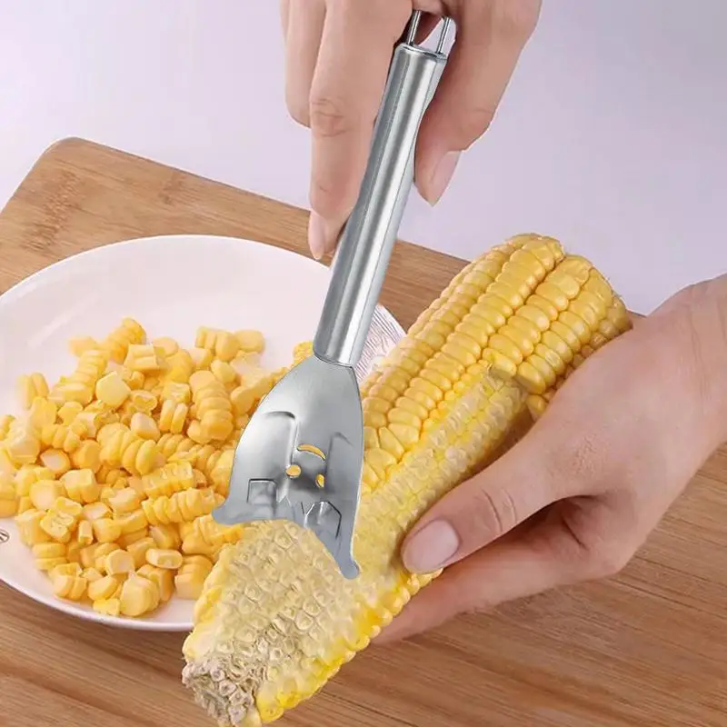 

Corn On The Cob Peeler Stainless Steel Corn Stripper Removes Kernels Cob Peeler Multifunctional Kitchen Gadget Grip Cutter