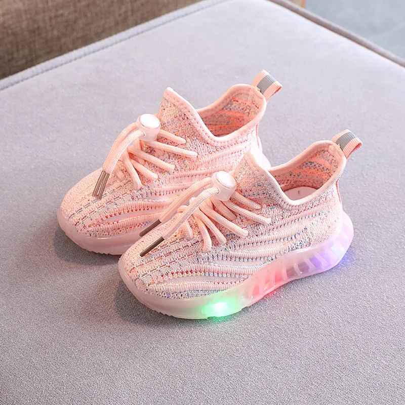 Children Glowing Sneakers Breathable Mesh Shoes Boys Girls With Light Up Sole Kids LED Luminous Shoes Antiskid Child Sneaker