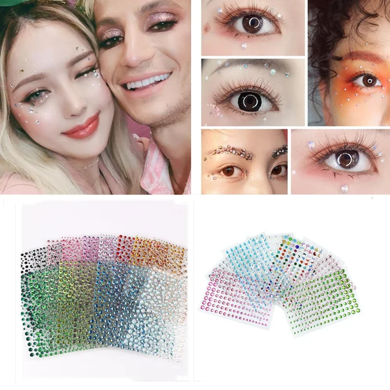 3d Gezicht Sieraden Kristal Diamant Wegwerp Tattoo Stickers Diy Eyes Face Body Steentjes Waterdichte Make-Up Art Party Decoratie