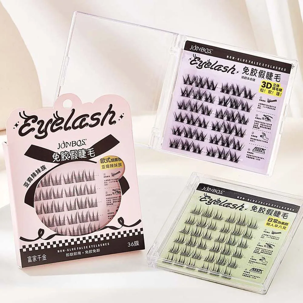 ذاتية اللصق L حليقة الرموش الصناعية الرموش ملحقات DIY بها بنفسك الفردية العنقودية الرموش المائلة مجنح قابلة لإعادة الاستخدام